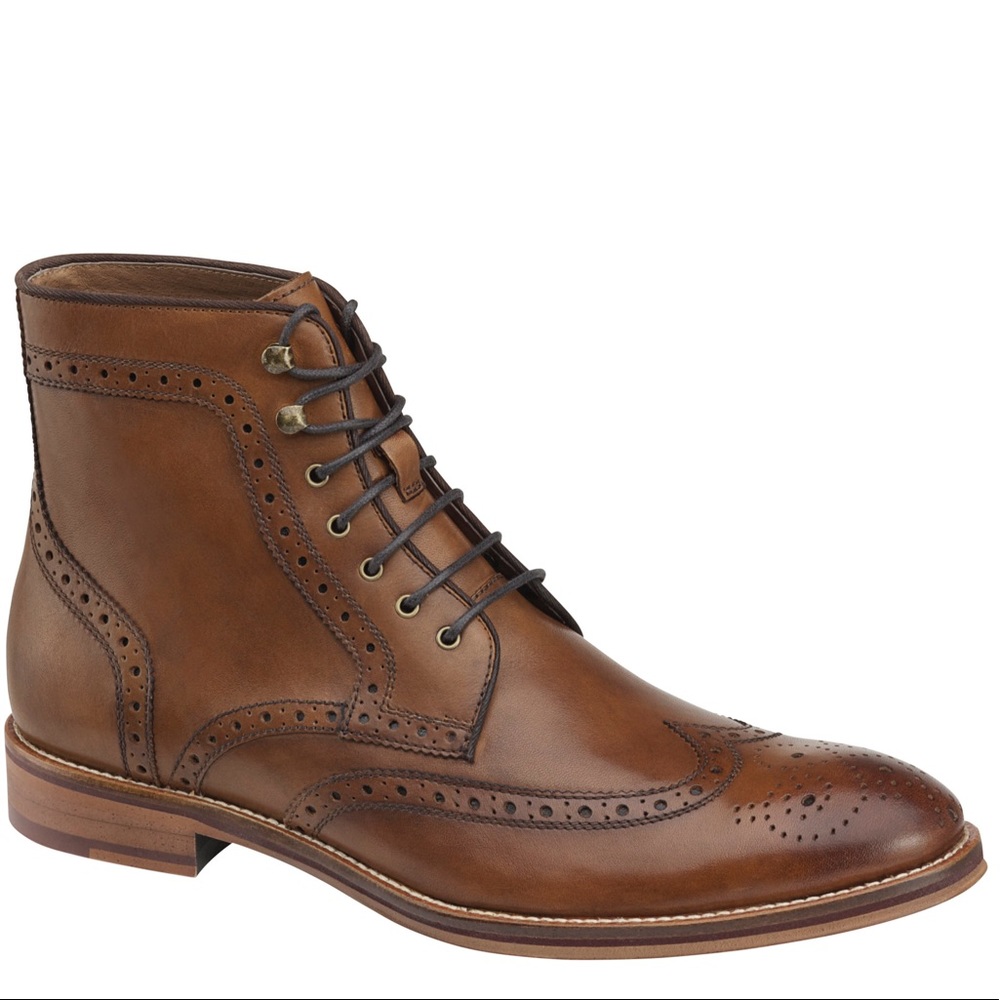 Johnston & Murphy Brown Leather Wingtip Boots